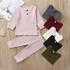 Baby Clothes Wholesale Bulk Baby Ribbed Sets Cotton Solid Color Fall Baby Clothes Newborn