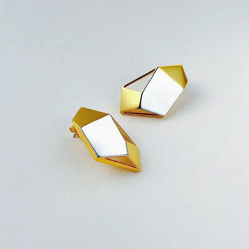 Original Design 18K Gold Plated Brass Jewelry New In 3D Meteorite Ear Stud Mujer Piercing For Women Gift Earrings E221441