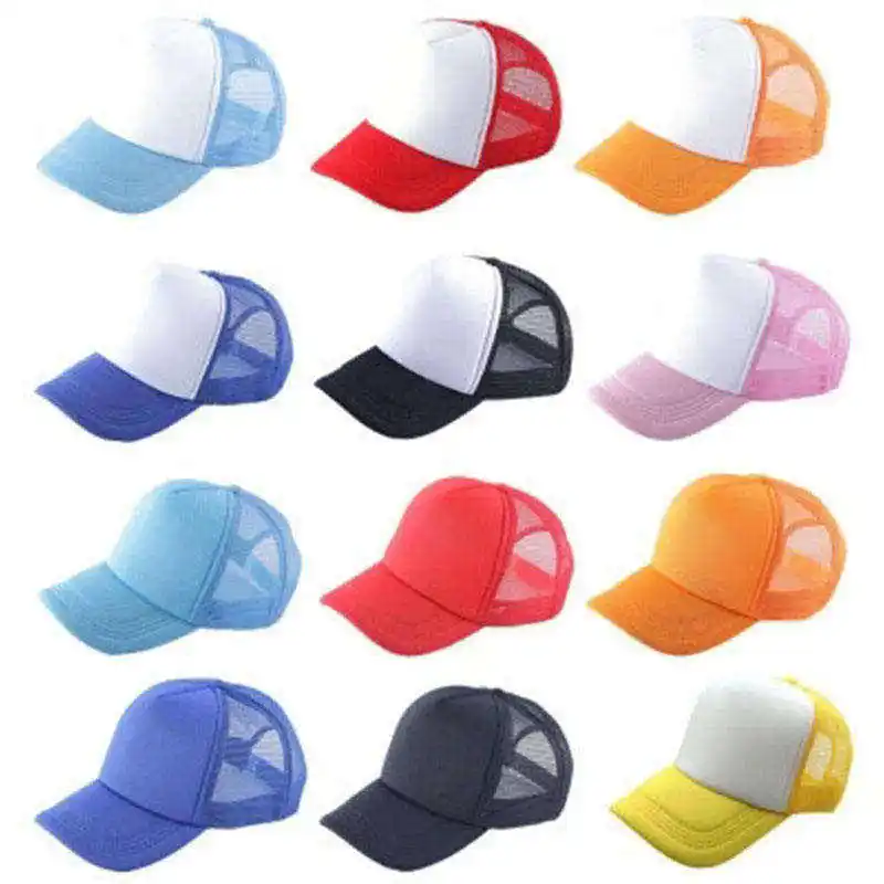 wholesale men 's 3D embroidered Logo Printed 5 panel Blank Mesh Foam solid color sport cap Custom Trucker Hat