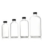 16 Bottles 16 Oz 32 Oz 500ml 1000ml Classical Boston Round Glass Bottles With Black Lid For Beverage