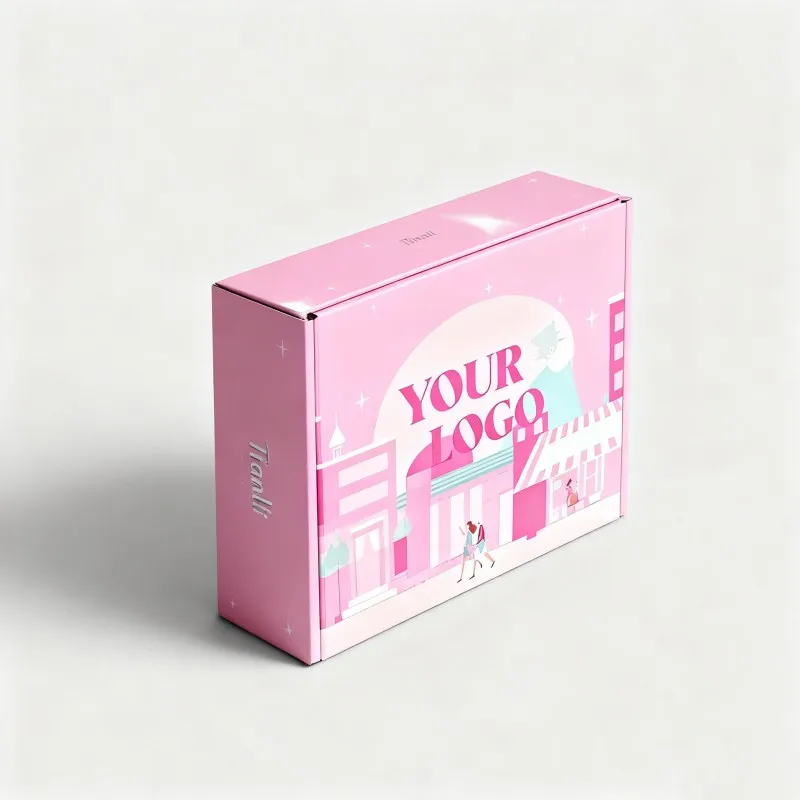 product pink exquisite cute pattern recyclable biodegradable paper box clothing shirt skirt pant packaging box-3