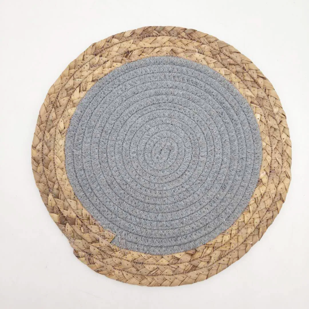 Water Hyacinth cotton Round Placemats, Straw Wicker Placemat Wholesale Bonsai mat for home decor