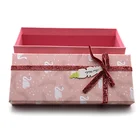 Pink Printed Design Valentines Perfume Lid And Base Keepsake Packing With Ribbon Luxury Pink Gift Box