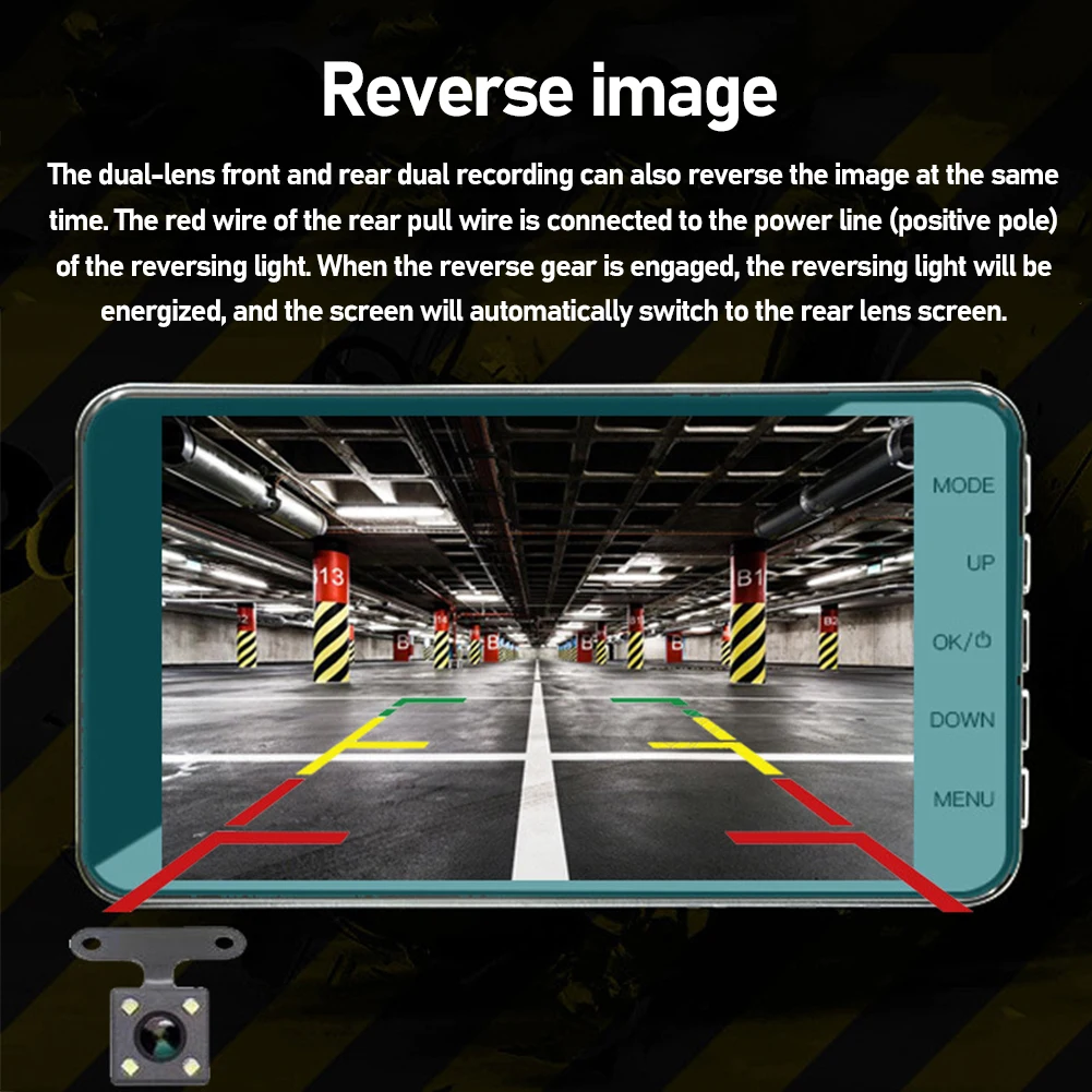 Mini 4 Inch Dashcam Dual Camara Hd Night Vision Car Dvr Dash Cam Front