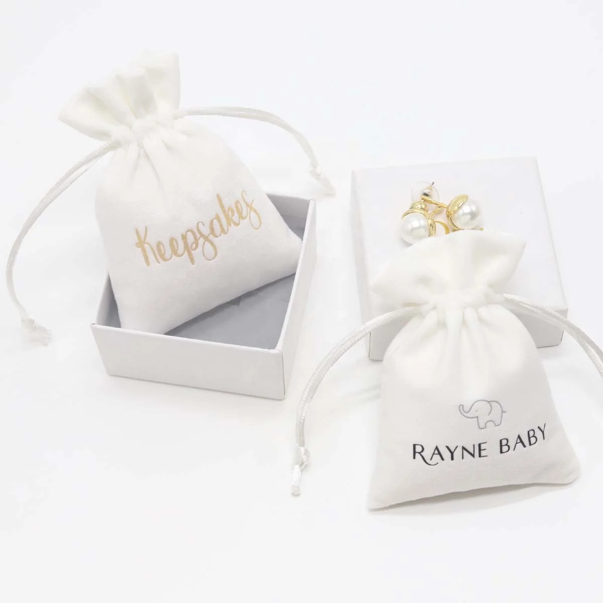 Custom Logo Printing Mini Jewelry Gift Packaging Velvet Drawstring Bag