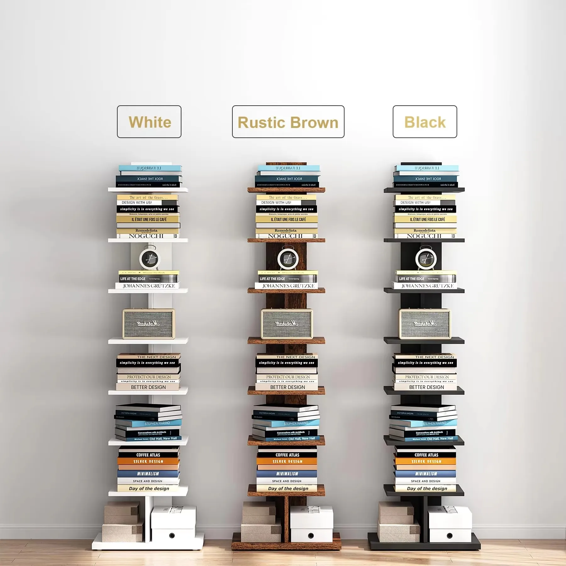 product 8 layer wooden vertical bookshelf for living rooms offices narrow spine bookcase study organizer for space constrained areas-2