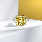 Cz Diamond Rings 5A CZ Yellow Citrine Luxury 925 Silver Diamond Wedding Rings Women