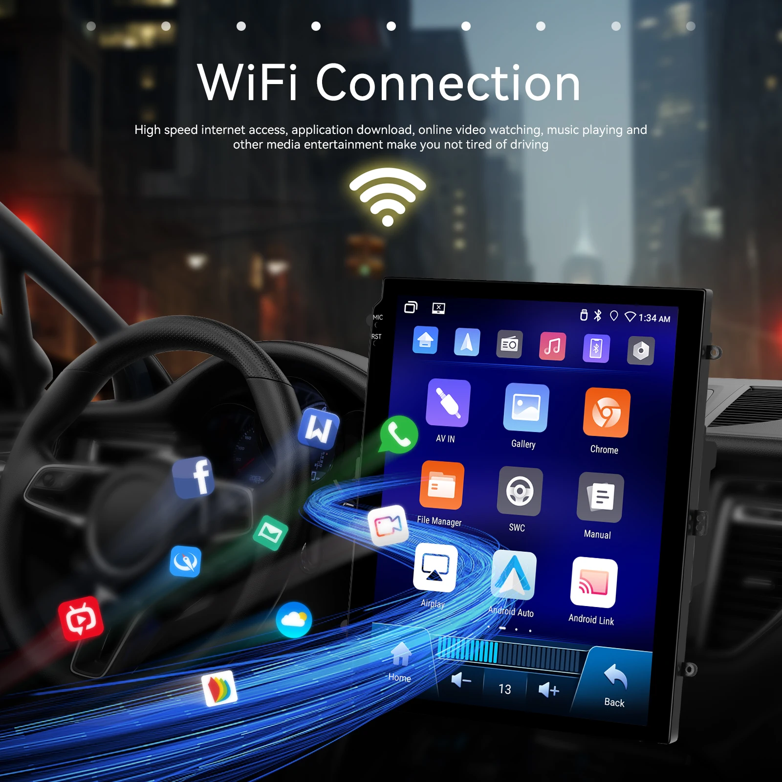 podofo 97 464g double din android car stereo wireless carplay android auto gps wifi fm rds obd2 dab car radio autoradio a4167-5