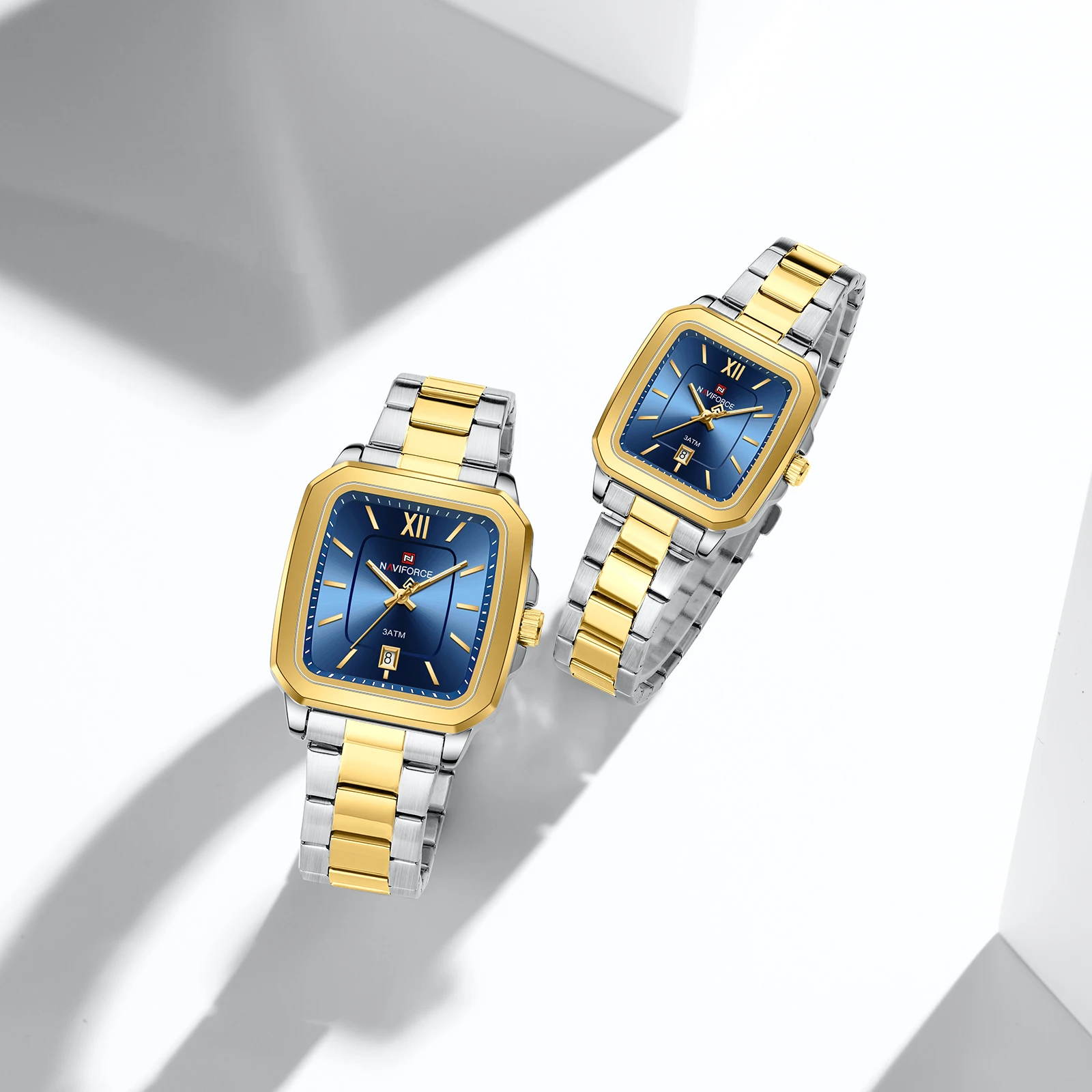 NAVIFORCE 9239 High Quality Men Women Quartz Watch Stainless Steel Strap Casual Square Waterproof Wristwatch Relogio Feminino