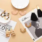 Earrings Handmade Earrings 2021 New Rattan Earrings For Women Handmade Boho Tassel Acrylic Light Earrings