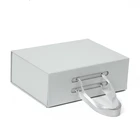 Gift Wholesale Heavy Duty Cardboard Customized Large Square Flat Pack Folding Magnetic Royal Black Gift Boxes With Handle