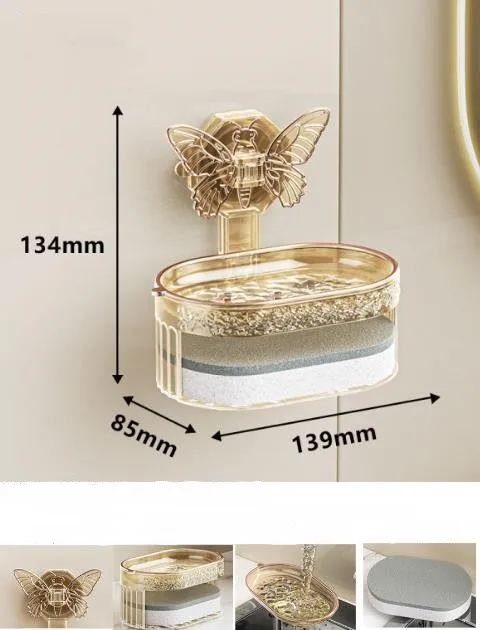 Suction Self Adhesive Double Layer Drain Wall Mounting Bathroom Toilet Soap Holder, Wall Mounting Soap Holder For Bathroom