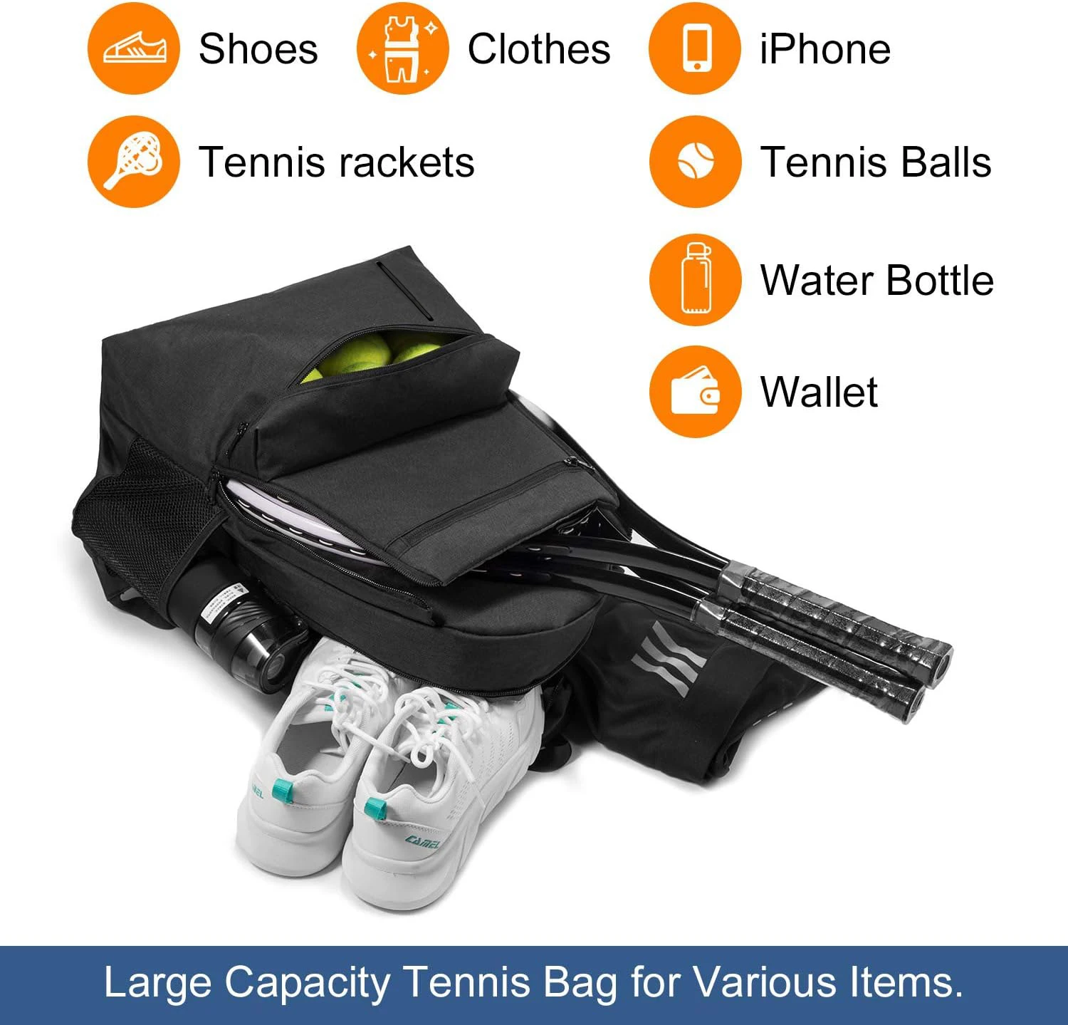 product padel rackets backpack for men women durable polyester with ventilated shoe compartment 2 racket holders-4