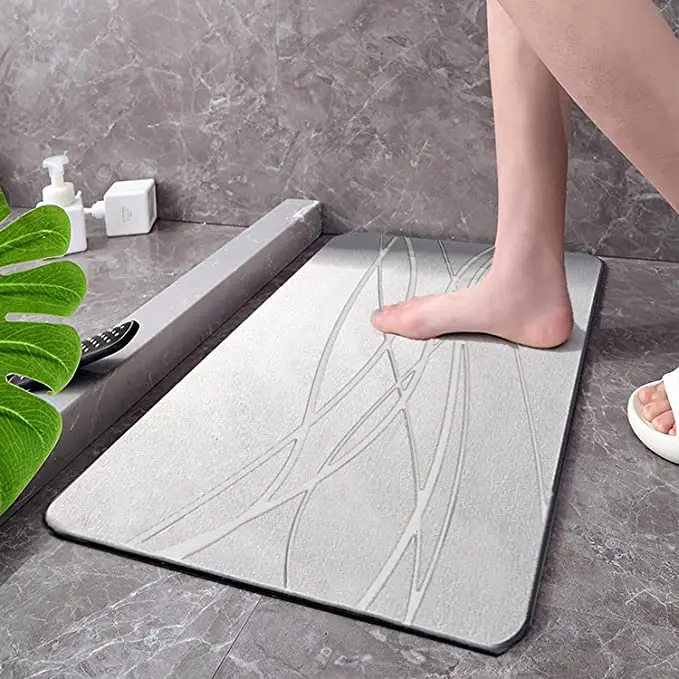 Hot Selling Diatomaceous Earth Bath Mat Non Slip Engraved Stone Bath