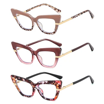 Personalized fashion anti blue light flower glasses frames cat eye square metal eyeglasses frames matched with myopia glasses