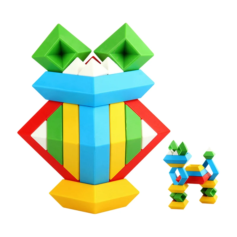 Soli 3D Magic Tower Unisex Plastic Pyramid Stacking Puzzle Building Blocks Educational DIY Toy for Children