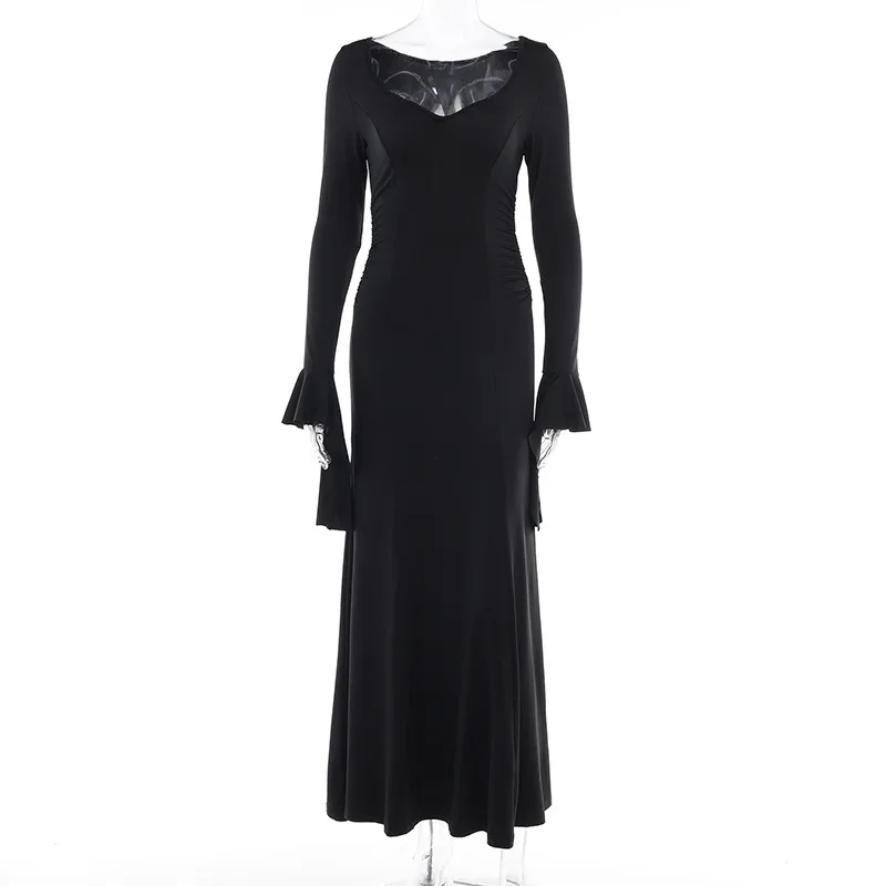 Fall new women fishtail casual dress black long dress women for night party ball gown halloween costume dress