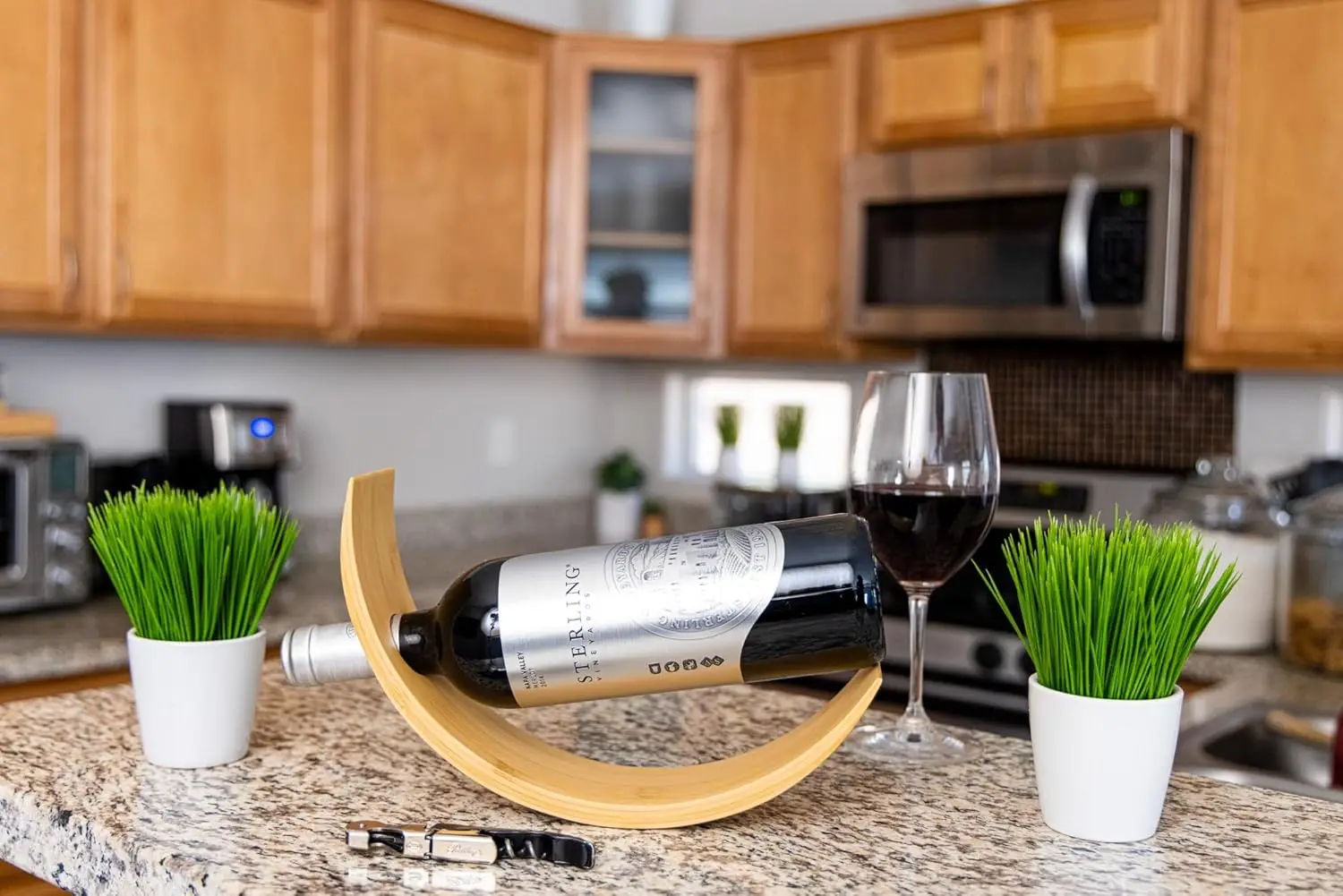 product solid wood kitchen wine bottle rack single organic bamboo self balancing elevate space wine holder elevate your space-2