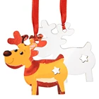 Christmas Personalized Blank Printable Xmas Pendant Sublimation MDF Christmas Tree Ornaments Deer Shape