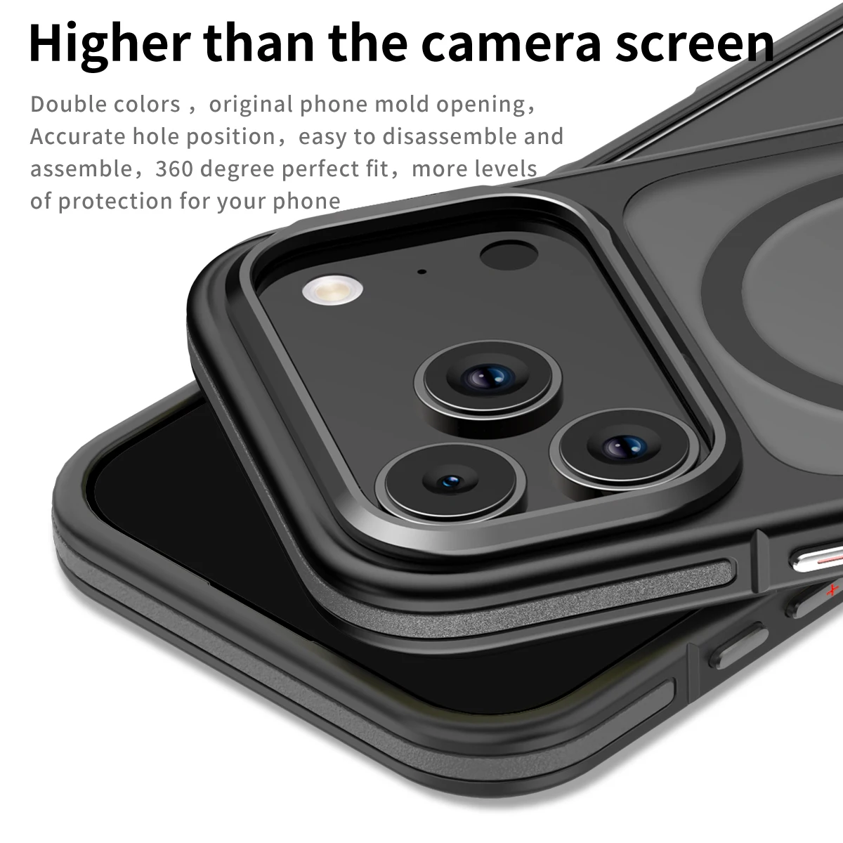 product dual tone skin texture shockproof matte hard pc tpu custom phone cover for iphone 17 pro max 16 15 pro with strong magnetic-3