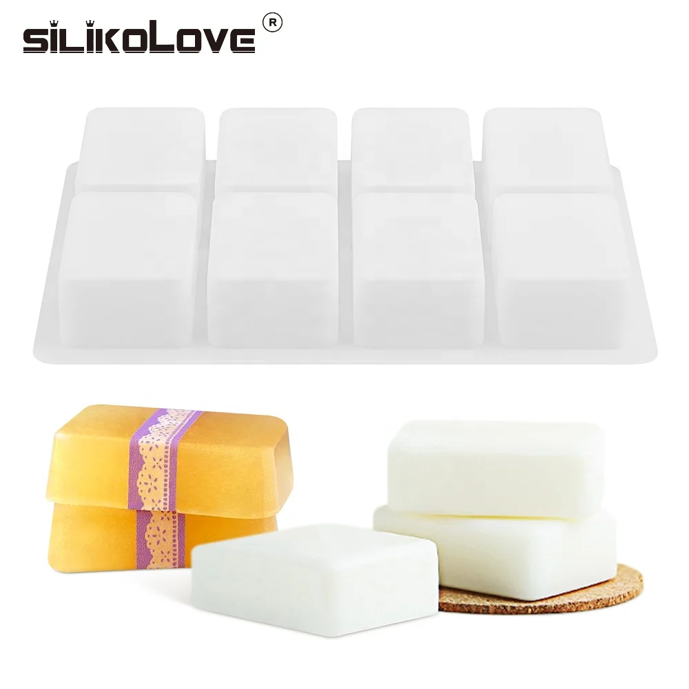 SILIKOLOVE 8 cavity 100g rectangle soap mold silicone mould for DIY handicraft candle Soap Making