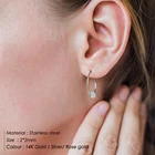 Hoop Earrings Fashion Women 20mm Rose Gold 14k Gold Plated Stainless Steel Hoop Earrings In 2021 Summer