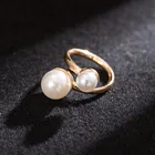 Pearl Ring Rings Custom Fashion Round Shaped Alloy Jewelry Double Pearl Scarf Buckle Ring For Women