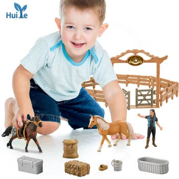 Huiye Education Barn Animal Toy Big Harvest Farm toys farm animal family model set farm animal cow toy Pretend Play Game