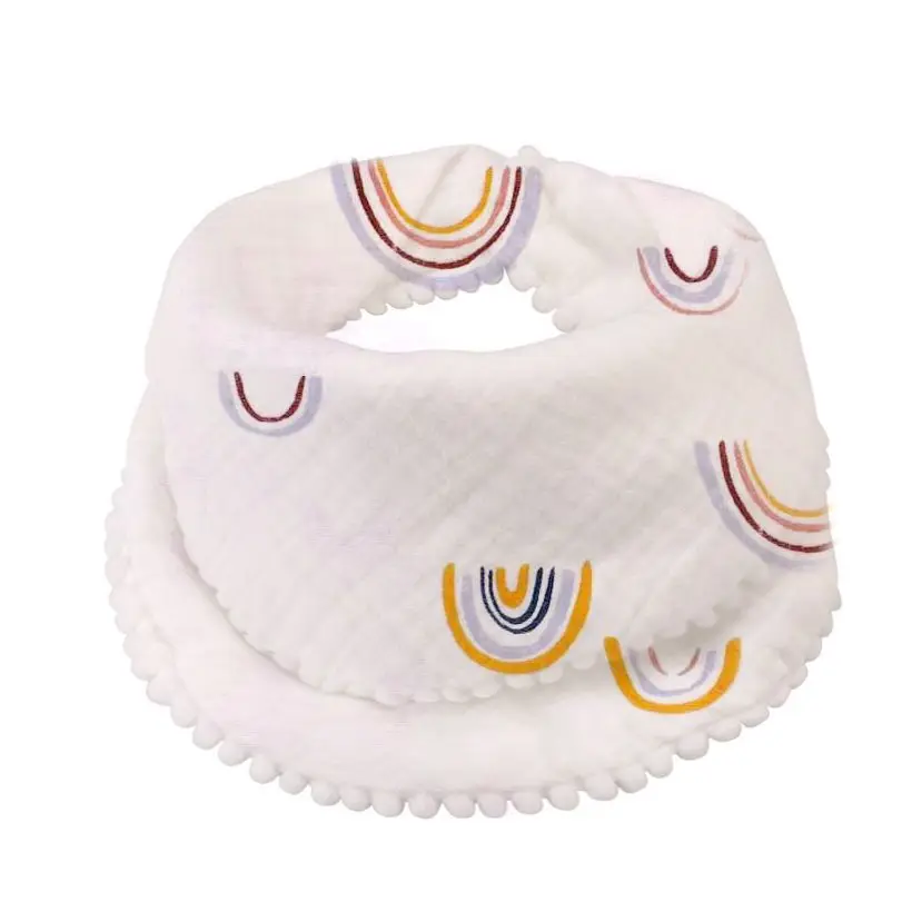 Wholesale Custom Reusable Soft Triangle Button Anti Dirty Saliva Towel Muslin Organic Cotton Bibs Baby Waterproof Baby Bibs