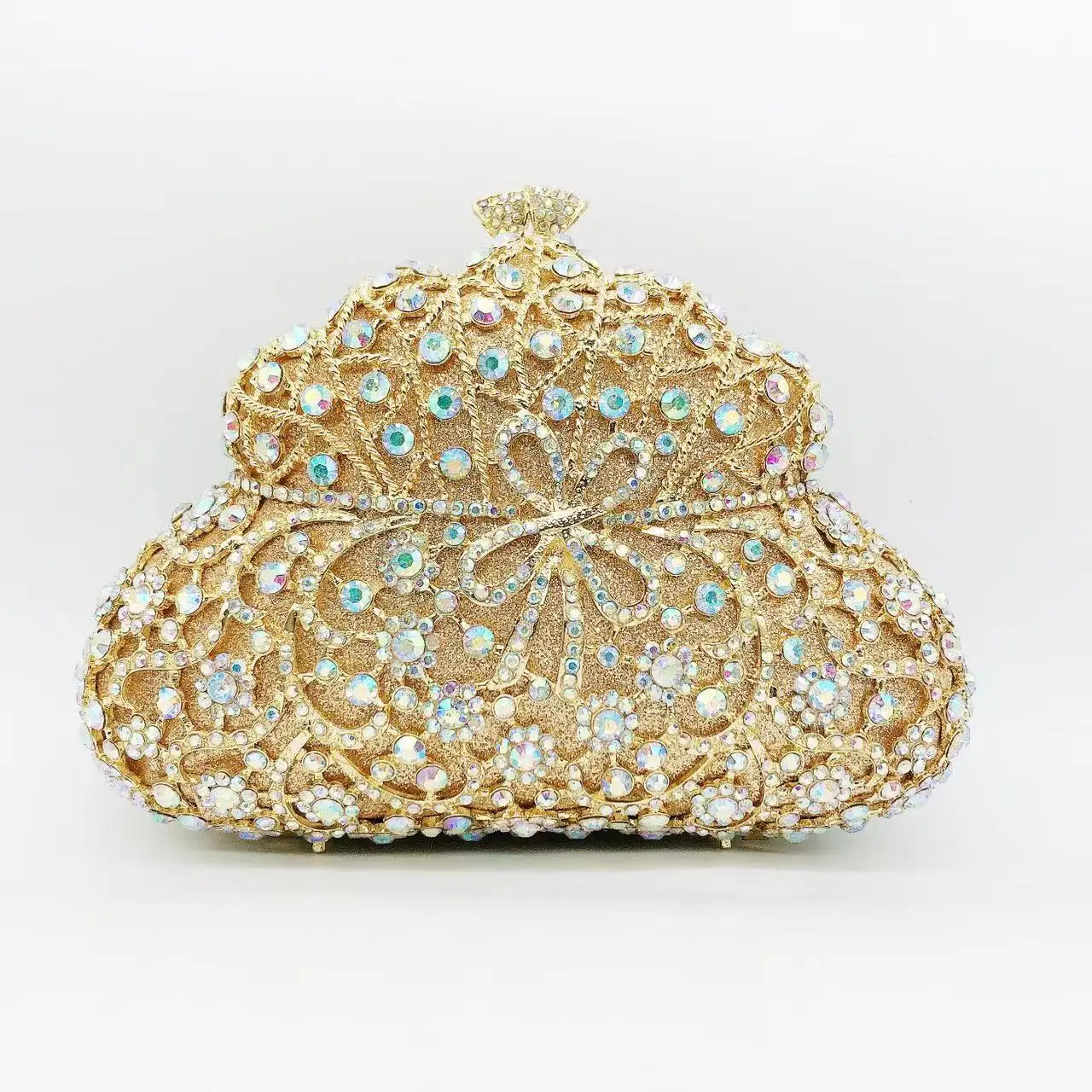 Amiqi MRY78 Luxury Blue Flower Hollow Out Crystal Metal Clutches Ladies Wedding Party Purse crystal stone evening bag
