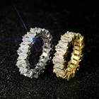 Sterling Silver Jewelry Silver Luxury Bling Baguette Diamond Ring 925 Sterling Silver Rings Jewelry Women