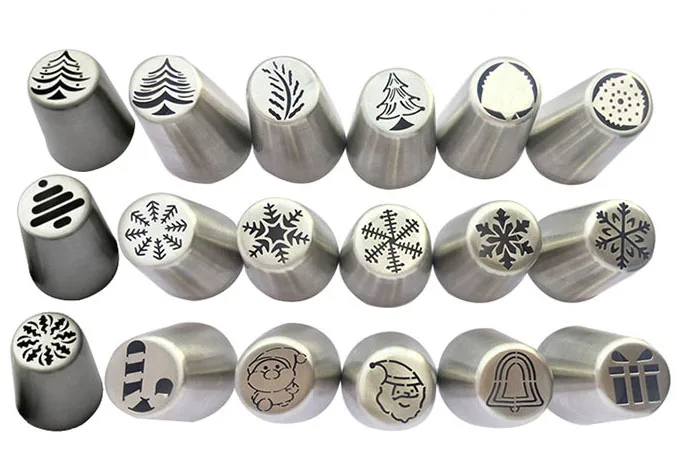 Custom different shape 100% food grade decorating cake christmas stainless steel piping nozzles