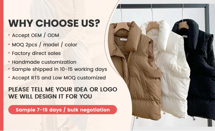 Cheap 2024 Fall Winter Women Clothes Coat Puffer Sleeveless Jacket Black Colour New Women Puffer Vest manufacture