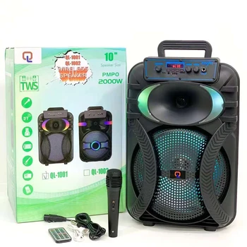 portable karaoke speaker outdoor big sound portable wireless speaker with microphone activated led rgb portable speakers