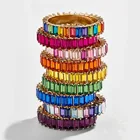 Diamond New Fashion Smalls 18k Gold Colorful Rainbow Zirconia Diamond Eternity Crystal Ring For Women Girl