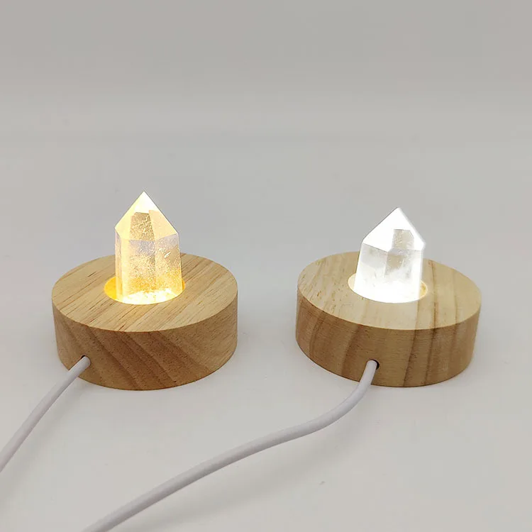 Wood Stand Laser Engraved LED Souvenir Gift Home Star Moon Decoration White Round Wooden Display 3d Crystal Ball Night Light