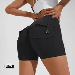 Custom Pocket Leggings Workout Fitness Training High Waist Scrunch Butt Seamless Sports Yoga Biker Shorts For Women