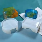 Diy Epoxy Coaster Mould Round Coaster Storage Box Silicone Mold Homemade Cup Mat Resin Mold
