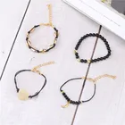 Black Jade Black Braided Rope Bracelet 5pcs Pack Shell Rosary Gold Jade Bracelet Set