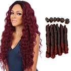 Hair Synthetic Hair Wigs 6 Pcs Red Brown High Quality 15.6 Inches Brazilian Kinky Curly Hair Wigs For Women