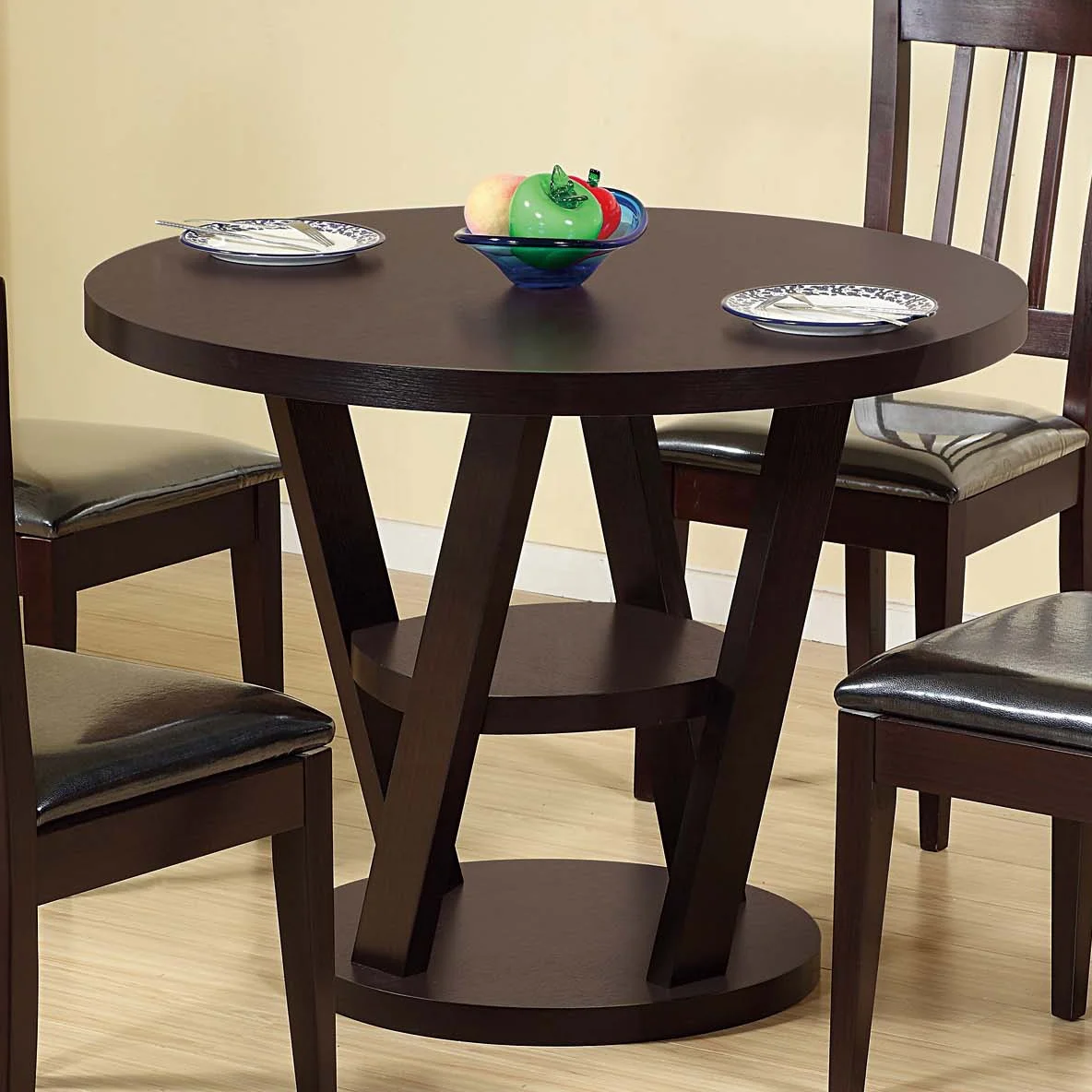 NOVA Modern Multifunctional Wooden Top Dining Table Round Normal Dining Room Table Sets Furniture With Upholstered Chair