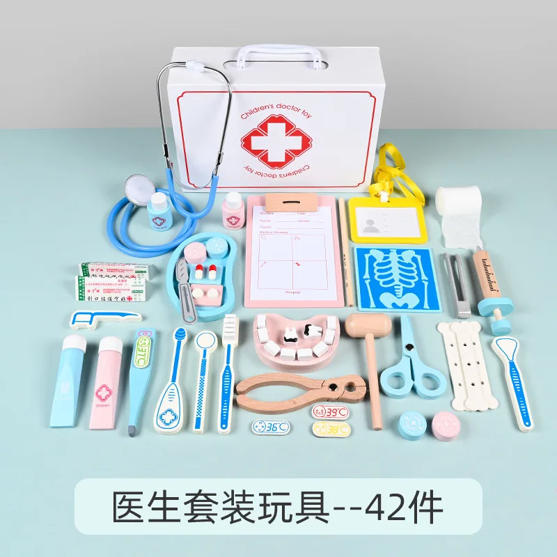 wooden play doctor kit