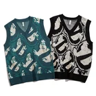 Cotton Vest Wholesale Customized 2021 New V-neck Cotton Jacquard Men Sweater Vest Loose Sleeveless Black Sweater Vest