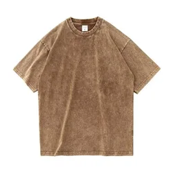 5$ Vintage 270gsm 100%Cotton Washed Blank Custom Logo Stock Shirts Oversize Streetwear High Street Man Casual Tee Men's T Shirts