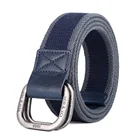 Leather Fabric Belts Men Military High Quality Military Canvas Leather Fabric Belt With Double D Ring Buckle For Men