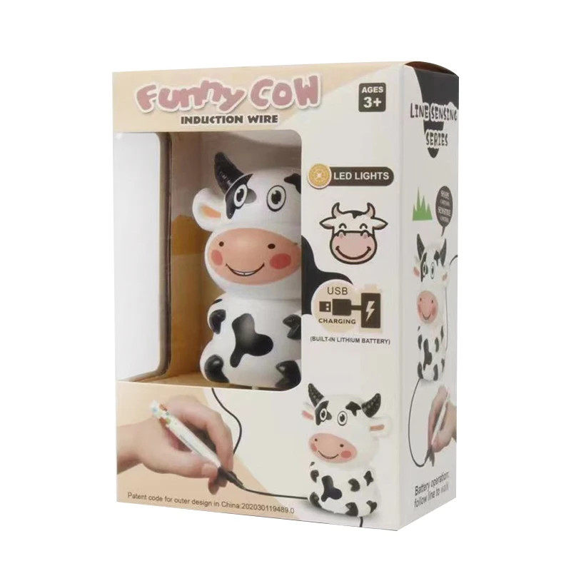 Line follower sensor walking animal battery operated plastic cow toys with light music
