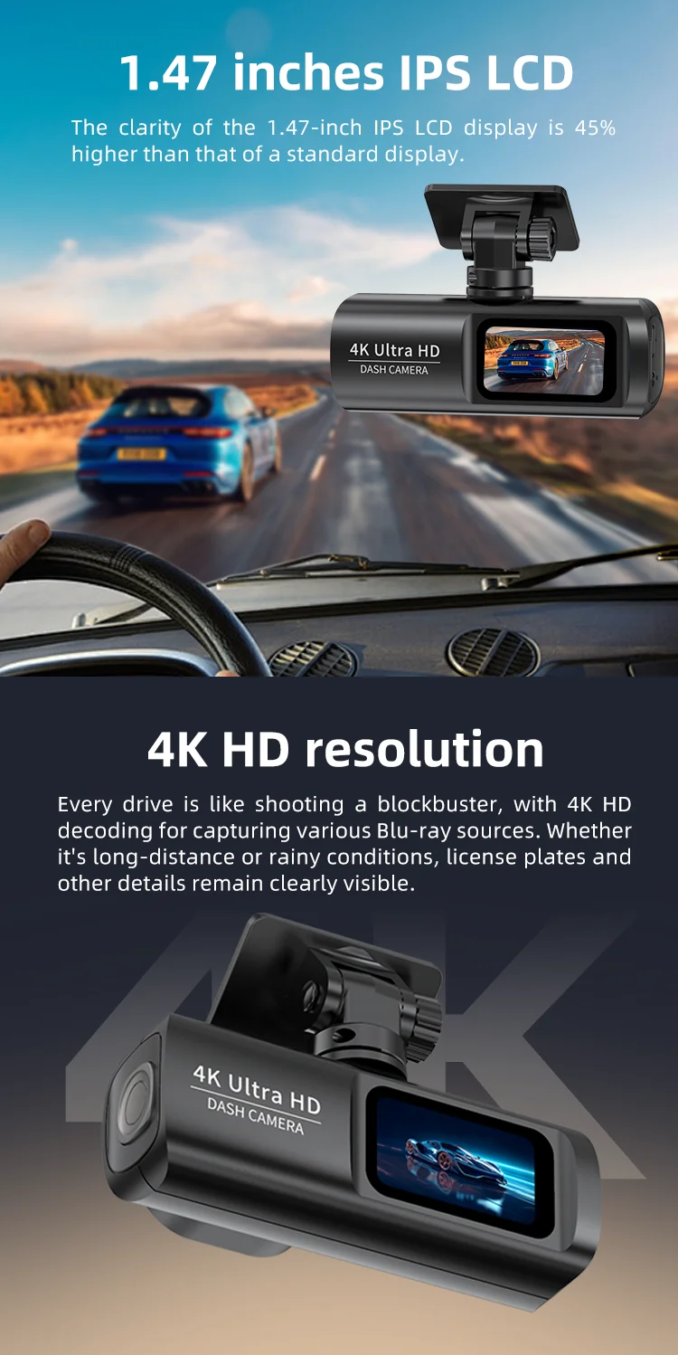 Coview High Quality 4K Car Camera Dashcam DUAL Dash Cam Wifi with GPS Tracking Super Wide Angle Vision for Vehicle and Taxi details