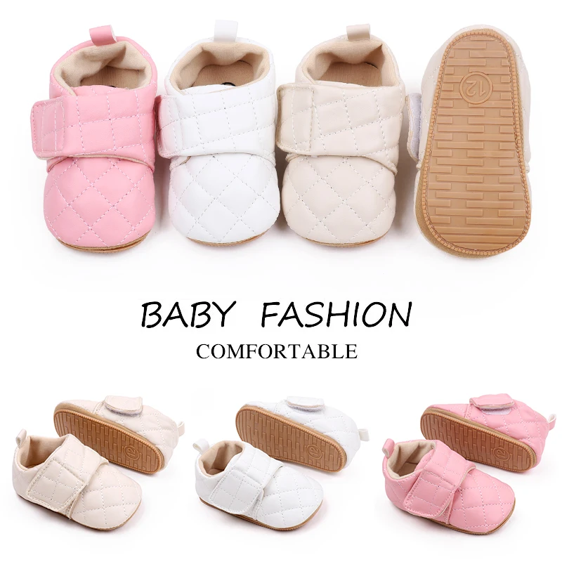 Spring and Autumn Solid Color Diamond Lattice Soft Sole Non-slip Baby Walking Shoes for Girls manufacture