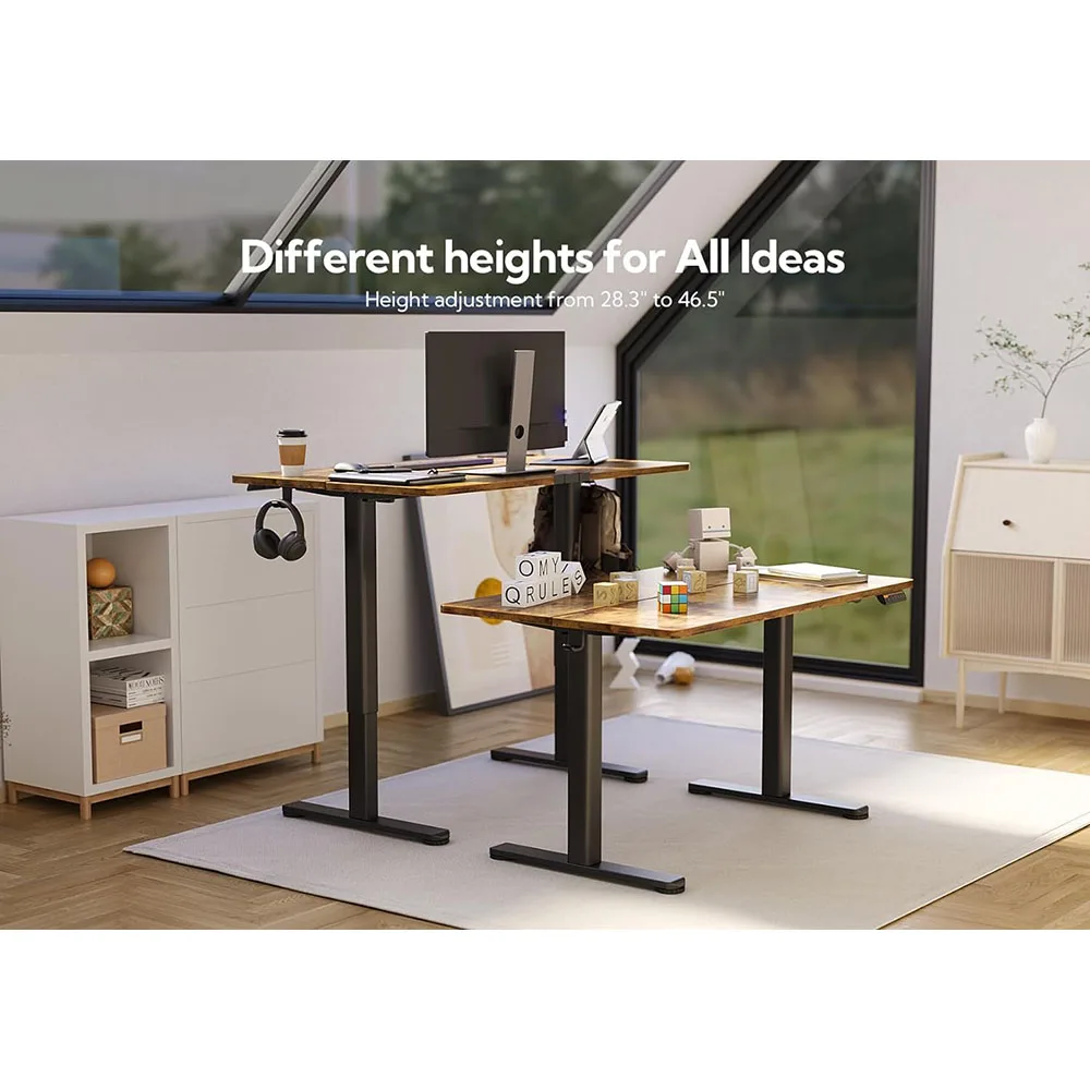 Electric 24x48 Inches Adjustable Height Stand Desk Home Office Black Frame Rustic Brown Top Electric Standing Desk factory