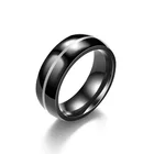 Ring Men Rings 8mm Wedding Band Thin Line Polished Finish Black Stainless Steel Ring For Men Women 7 Color PPR005